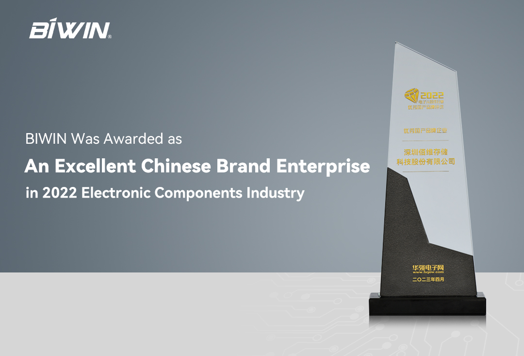 BIWIN Was Awarded as An Excellent Chinese Brand Enterprise in 2022 Electronic Components Industry